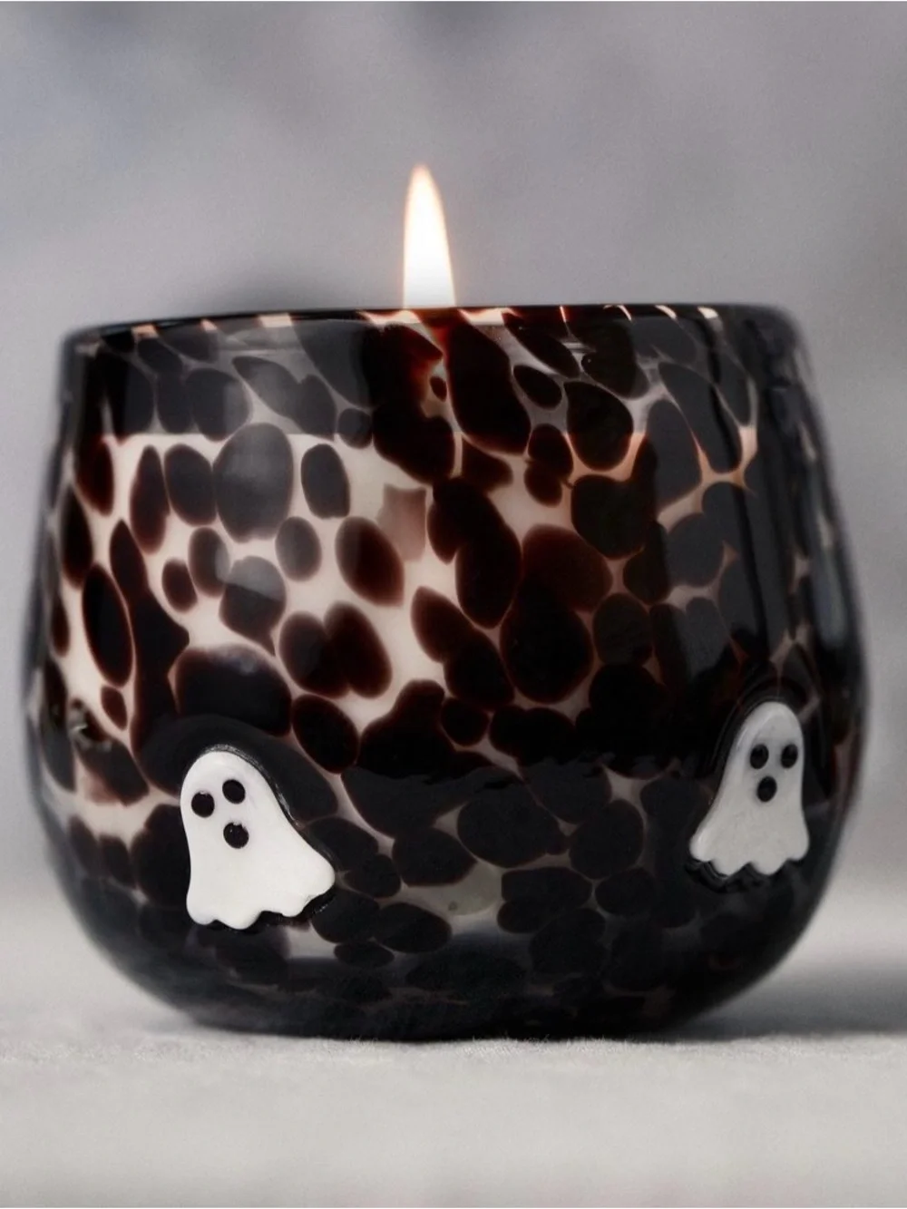 Anthropologie mystic confetti ghost icon Palo santo & saffron glass candle, New!